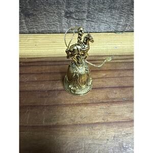 Vintage Lunt EP Pewter Gold Carousel Horse Christmas Bell Ornate Ornament